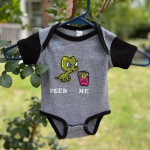 Hungry Dino Short Sleeve Baby Boy Bodysuit